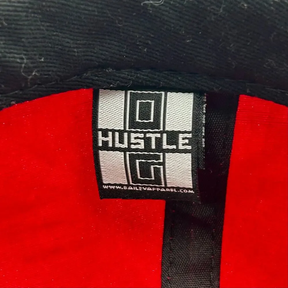 Hustle Bear Embroidery Snapback Youth Red With Black Leather Brim NWT